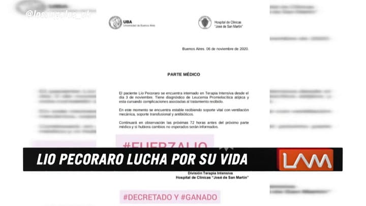 De Brito lee el parte médico de Lío Pecoraro por leucemia - Fuente: eltrece