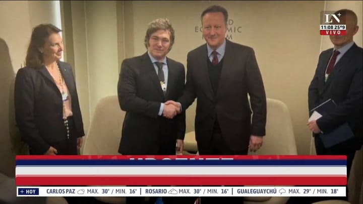 Milei se reunió con el Canciller británico David Cameron
