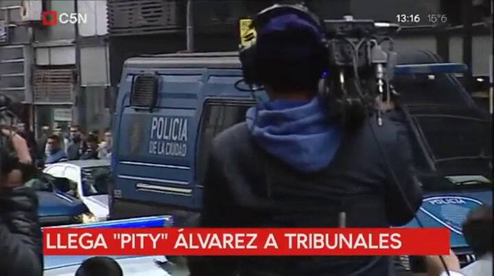 Así llegaba Pity Álvarez a Tribunales - Fuente: C5N