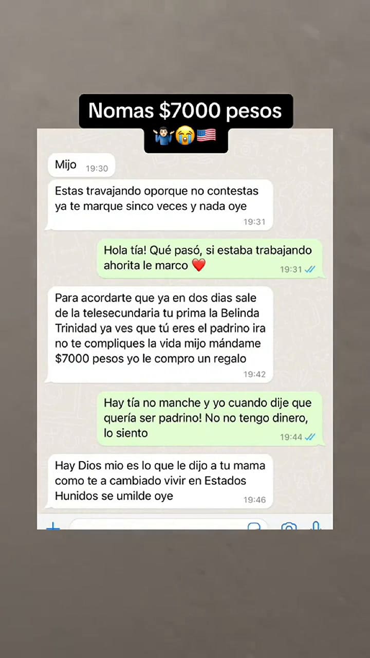 A joven migrante le piden dinero para ser padrino