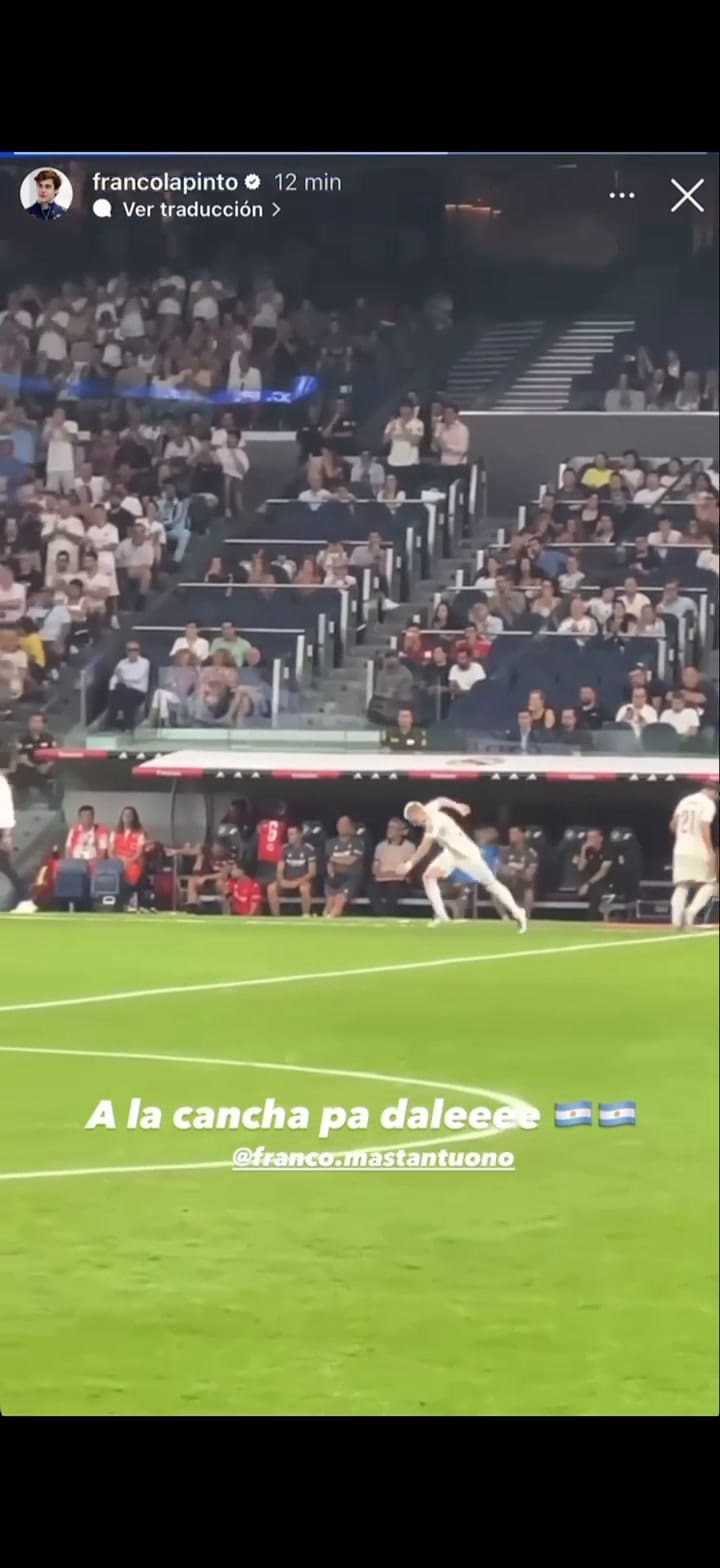 El video que compartió Franco Colapinto por el debut de Franco Mastantuono