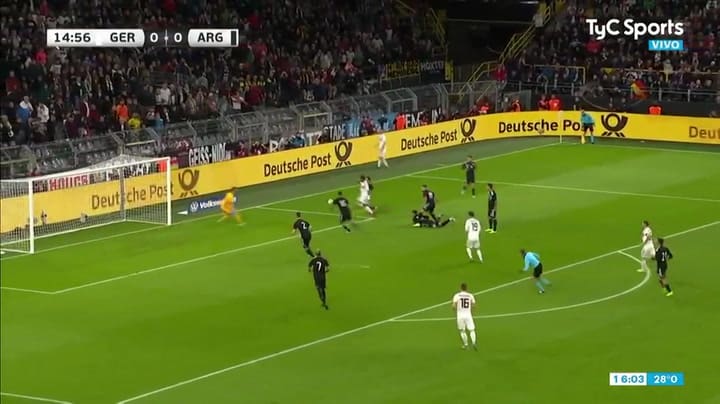 El primer gol de Alemania contra Argentina: Gnabry