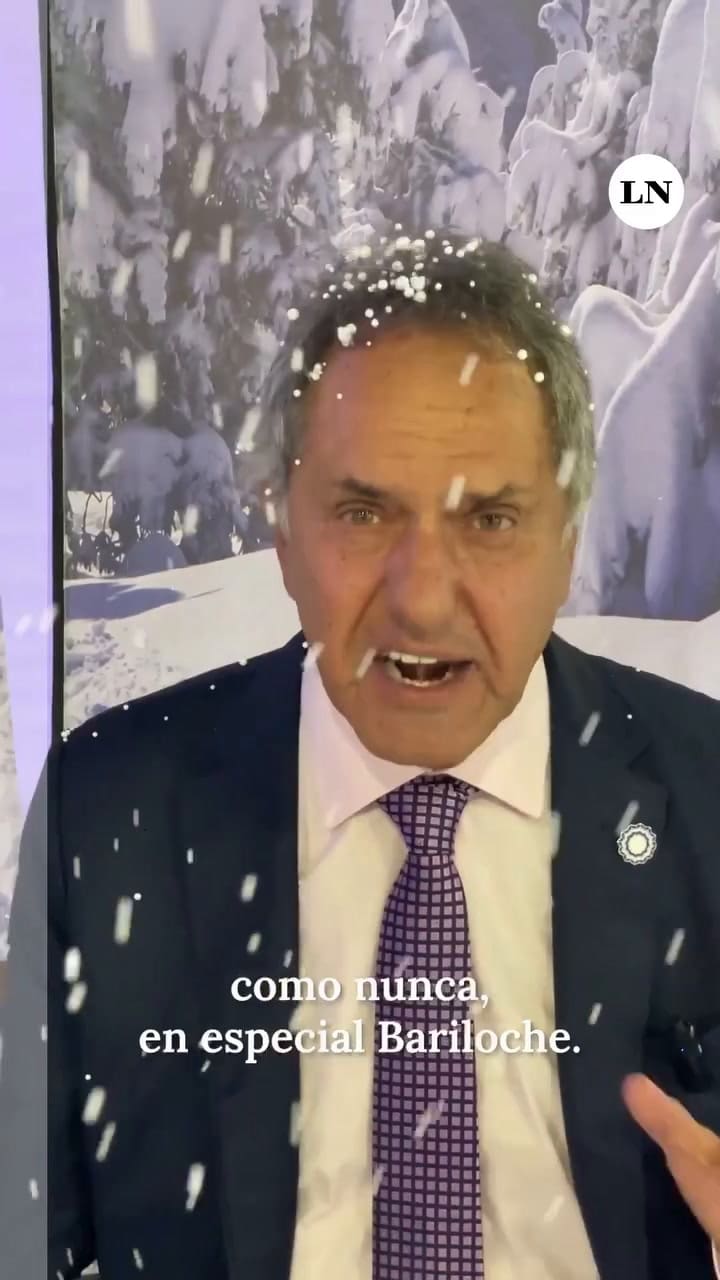 Con nieve artificial: Daniel Scioli se filmó para promocionar la temporada de invierno 2026