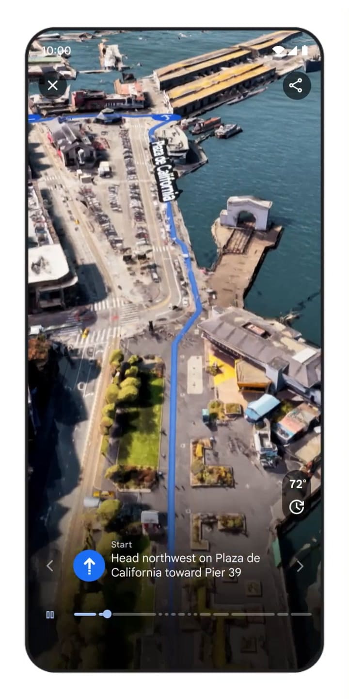 La vista inmersiva para rutas de Google Maps