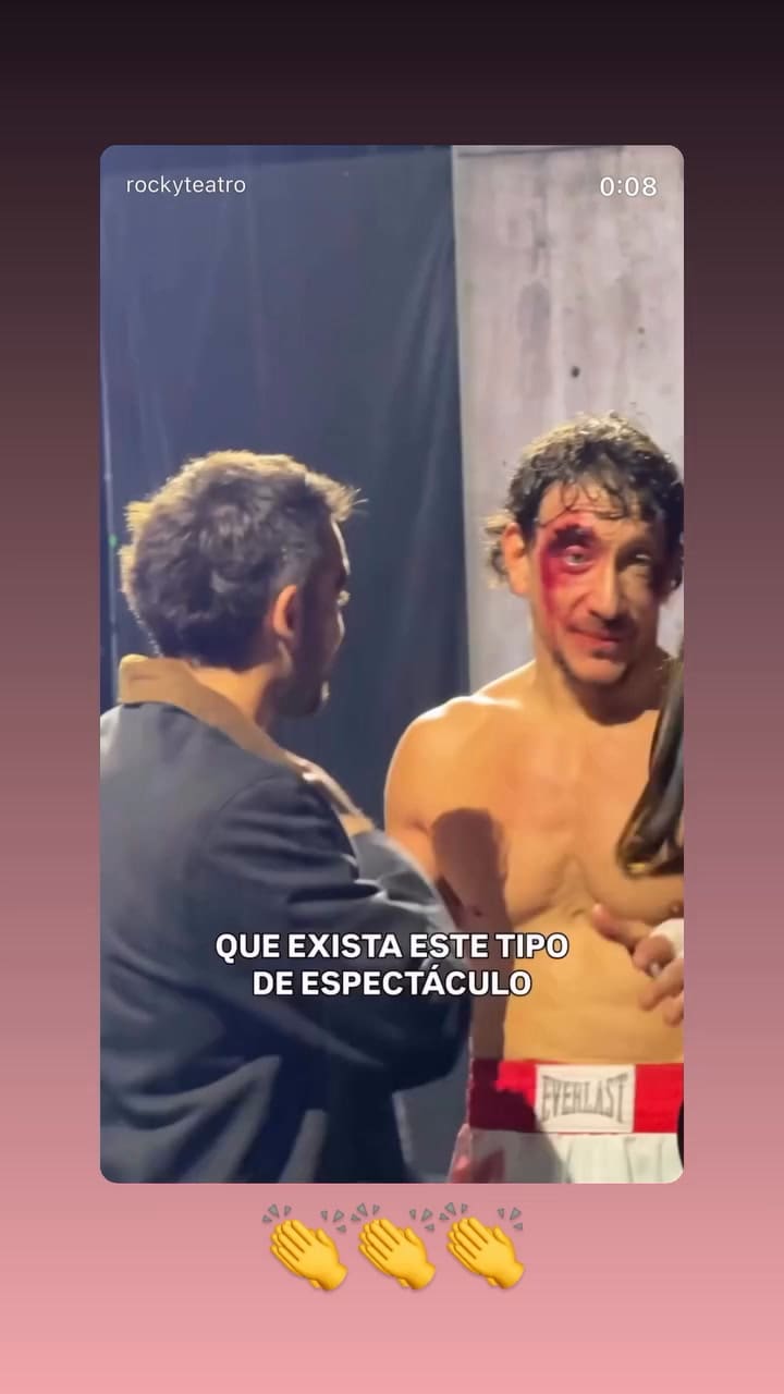 Nicolás Occhiato fue a ver Rocky al teatro y Nico Vázquez interactuó con el en la sala