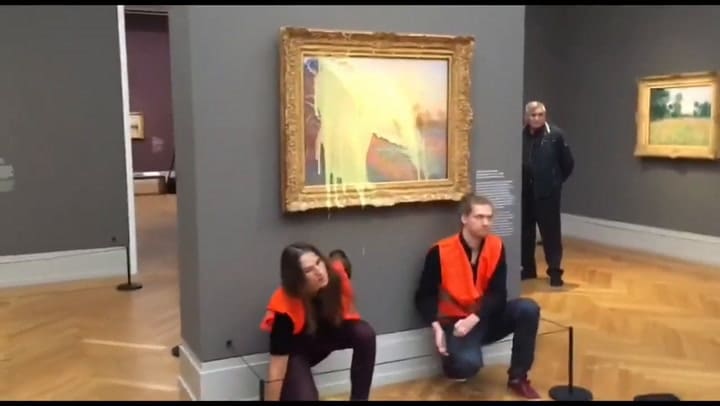 Activistas contra el cambio climático vandalizaron una obra de Claude Monet en Alemania