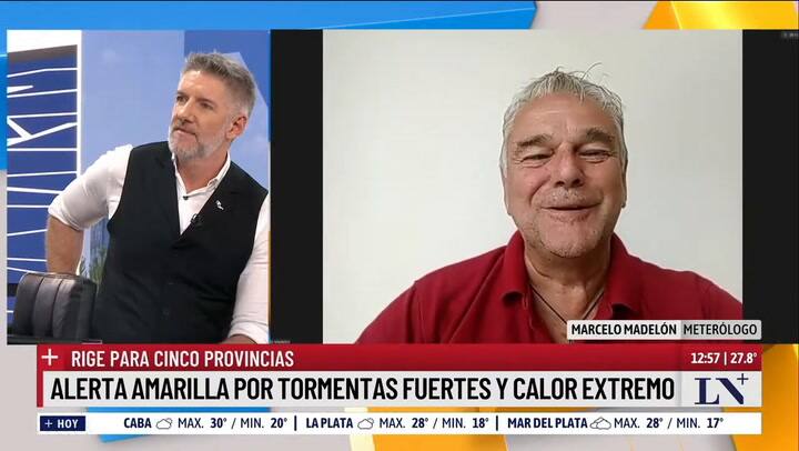 Alerta amarilla por tormentas fuertes y calor extremo; rige para cinco provincias