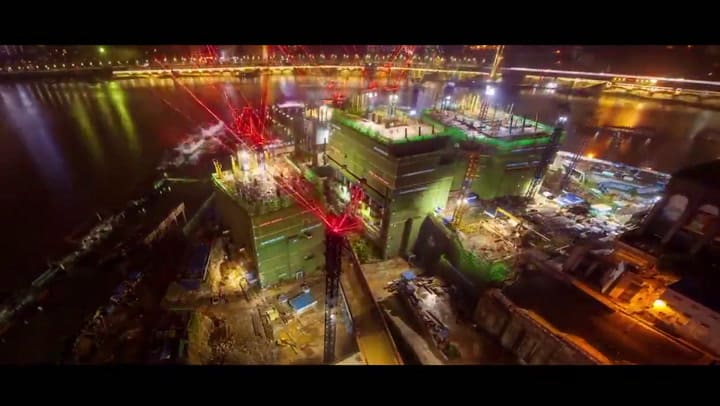 El impresionante rascacielos horizontal que se construye en China - Fuente YouTube