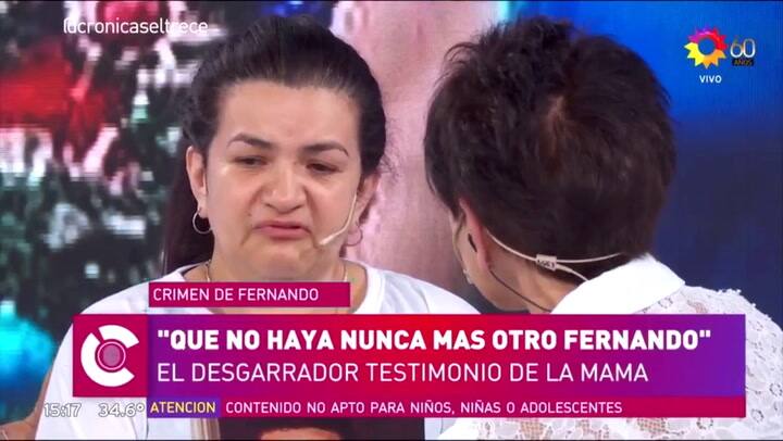 Desgarrador testimonio de la madre de Fernando - Fuente: eltrece