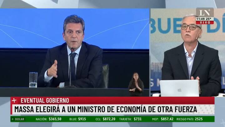 Massa: "Mi ministro de economía no será alguien de mi fuerza"