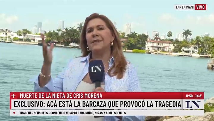 Un movil de LN+ en el lugar del accidente de Mila Yankelevich