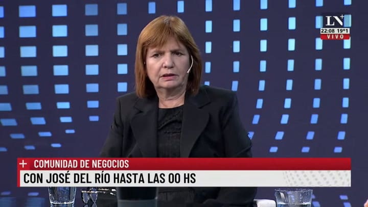 Patricia Bulrich con josé del Río en “Comunidad de Negocios”