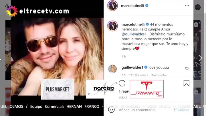 El saludo de Marcelo Tinelli a Guillermina Valdés en el día de su cumpleaños - Fuente: eltrece