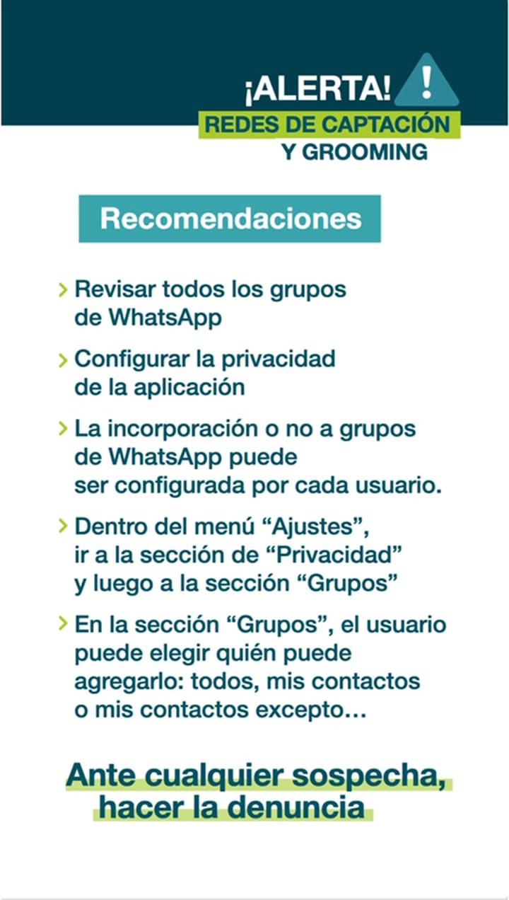 Redes de captación y Grooming en grupos de Whatsapp