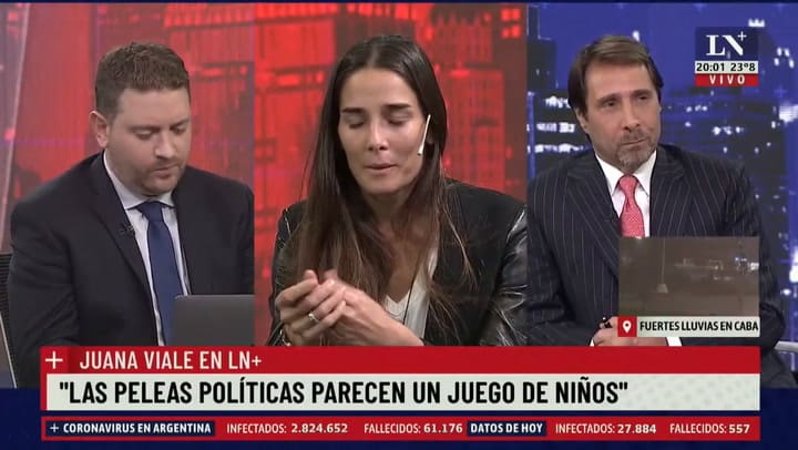 Juana Viale en El Pase, junto a Eduardo Feinmann y Jony Viale