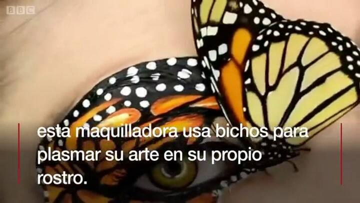 La mujer que se maquilla con insectos