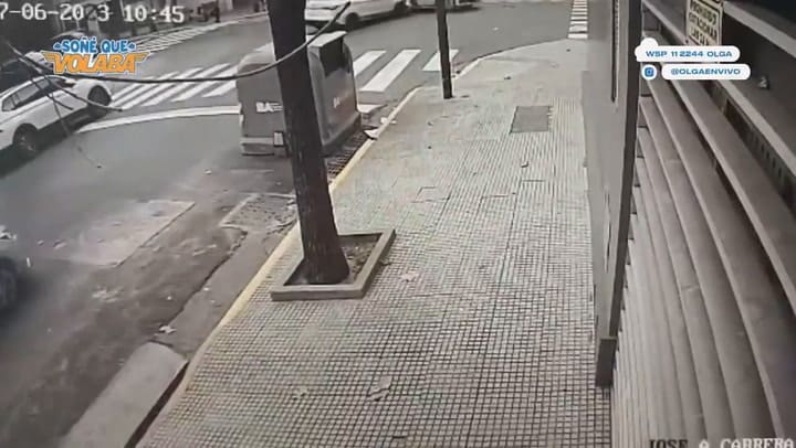 El momento en que un auto casi se estrella contra el estudio del canal Olga, de Migue Granados