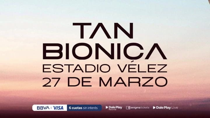 El anuncio del show de Tan Biónica en Vélez