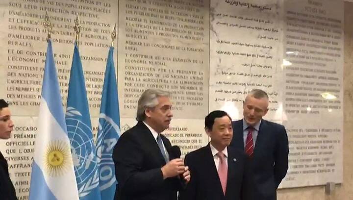 Alberto Fernández tras la reunión en la FAO