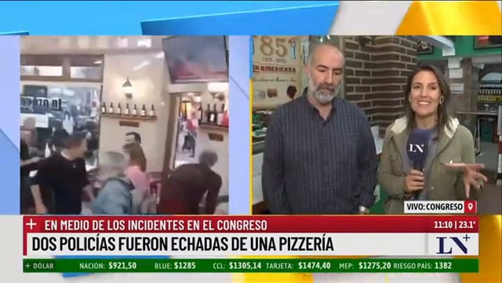 Dos policías fueron echadas de una pizzería; en medio de los incidentes en el Congreso