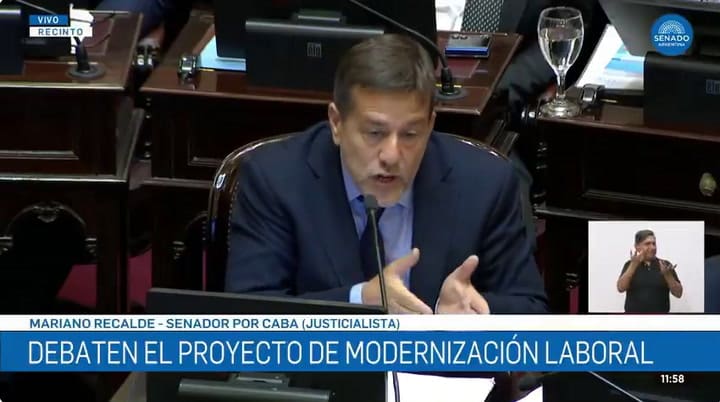 El video completo de la consulta de Recalde a un senador libertario