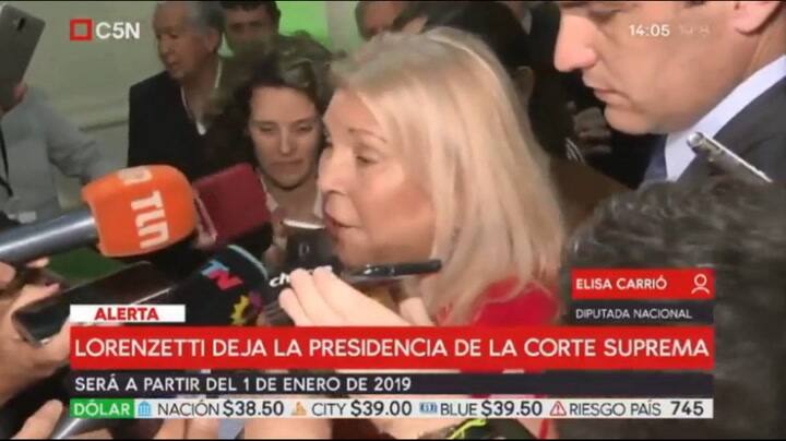 La palabra de Elisa Carrió tras la renuncia de Lorenzetti a la Corte Suprema - Fuente: C5N