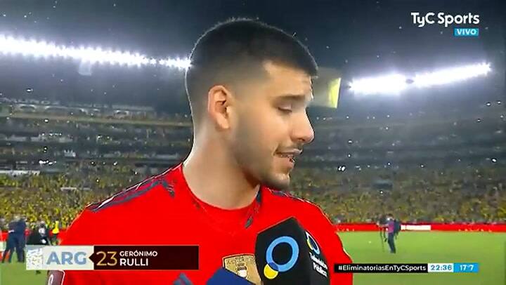Rulli reconoció que Tagliafico la toco con la mano. SEÑAL: TYC SPORT