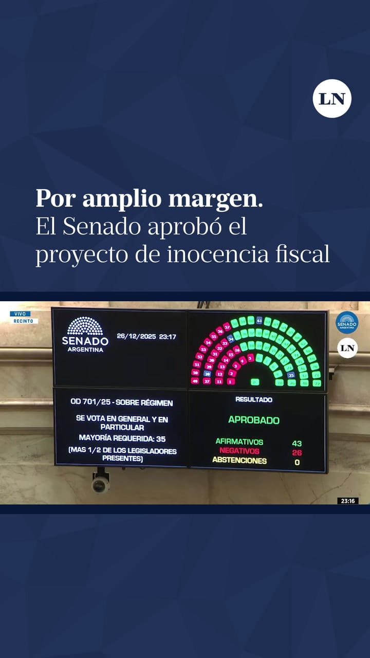 El Senado aprobó el proyecto de inocencia fiscal