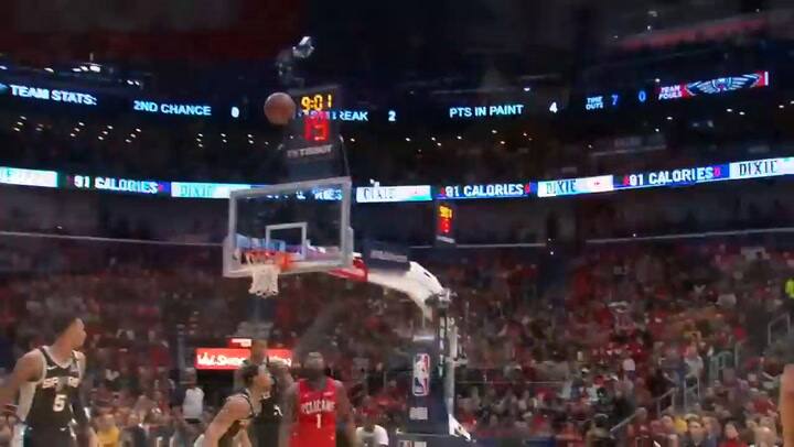 El esperado debut de Zion Williamson en la NBA: 17 puntos en tres minutos - Fuente: Youtube NBA