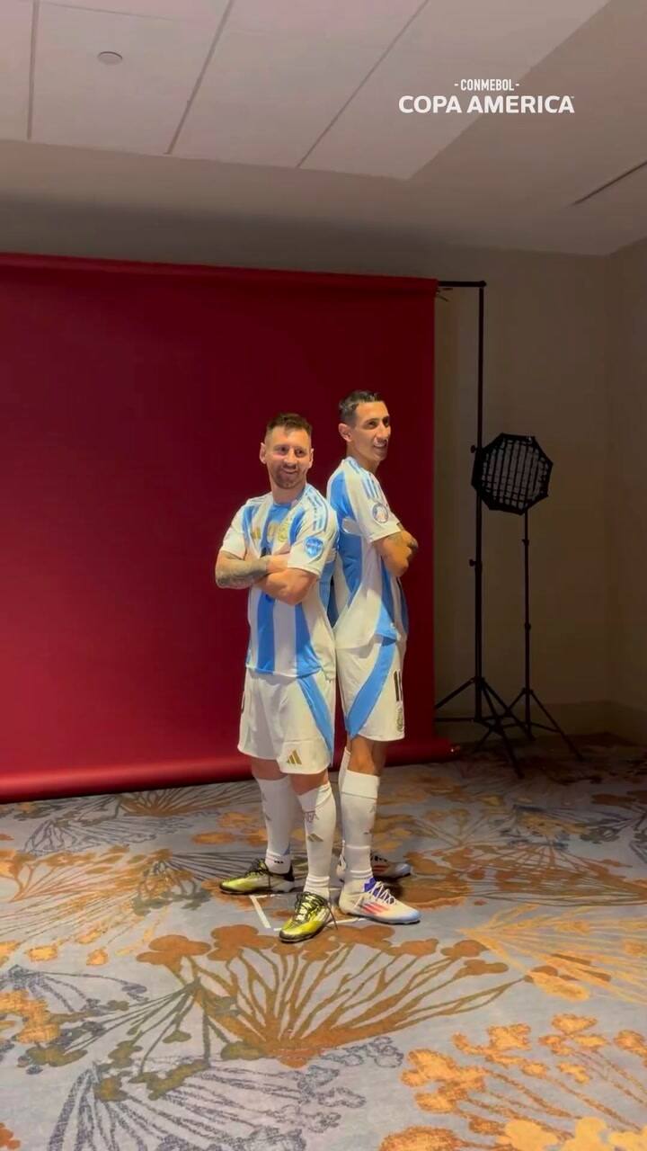 La última sesión de fotos de Messi y Di María con la albiceleste