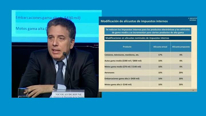 El anuncio de Dujovne de la quita del 17% para celulares y dispositivos electrónicos