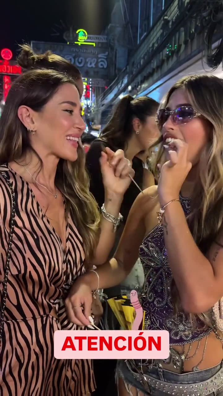 Jimena Barón y Juli Poggio probaron gusanos en Tailandia