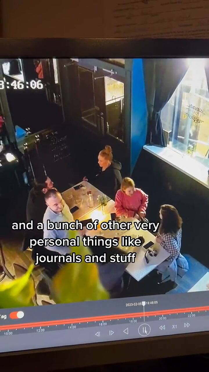 La mujer mostró todo el proceso de los ladrones cuando robaron su mochila