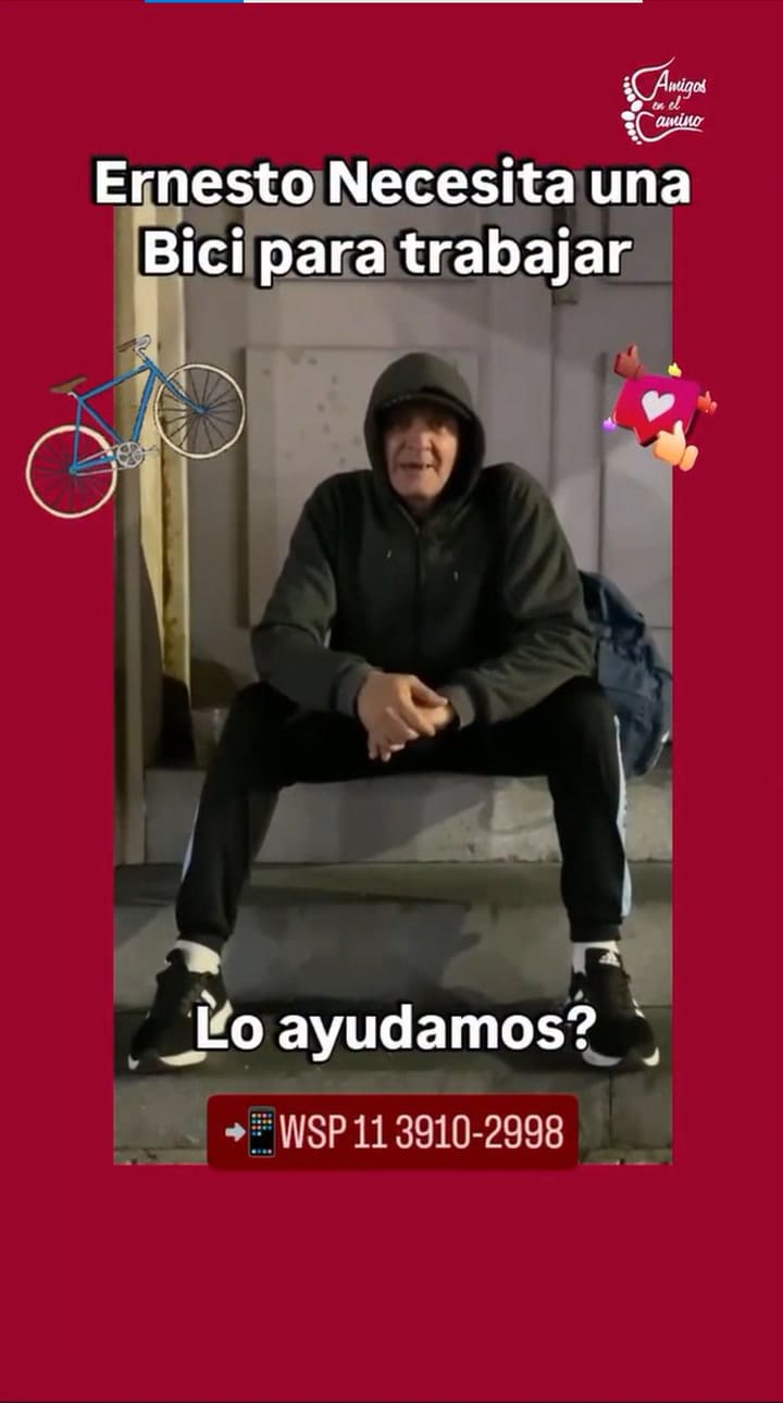 El video con el pedido de la bicicleta que Amigos en el Camino subió a sus redes