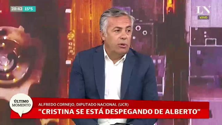 Cornejo: 'Cristina está asustada por la situación social, pero dudo de su convocatoria a acordar'