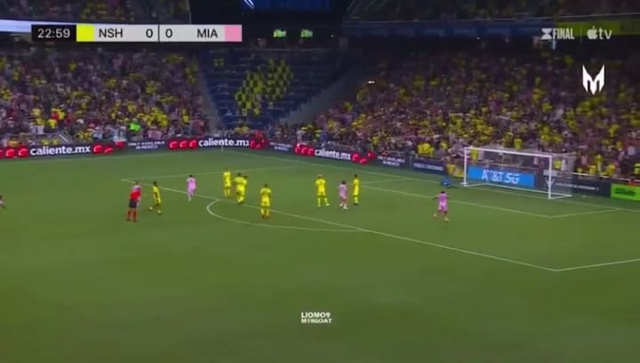 Golazo de Messi para abrir el marcador en Inter Miami vs. Nashville, en la final de la Leagues Cup.-