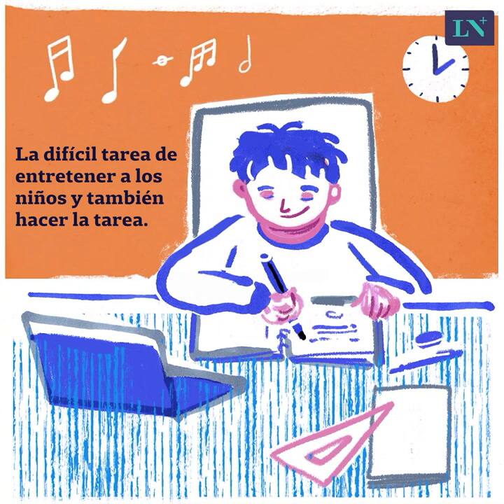 La difícil tarea de entretener a los niños y también hacer la tarea