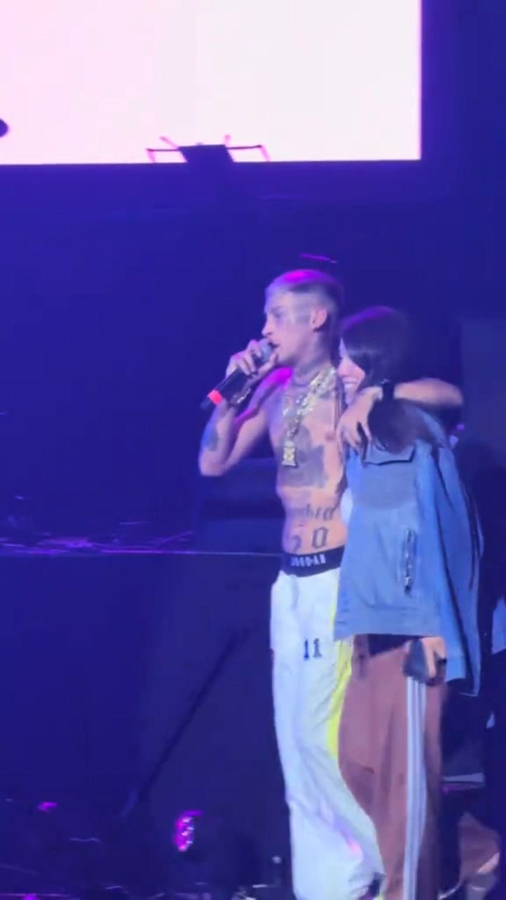 Wanda Nara acompaño a L-Gante en el escenario