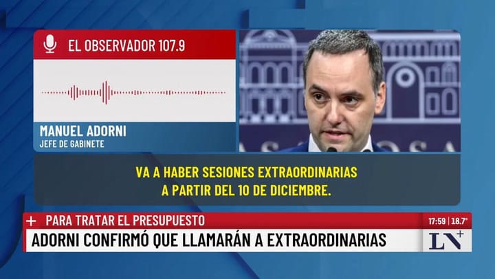 Adorni confirmo las sesiones extraordinarias