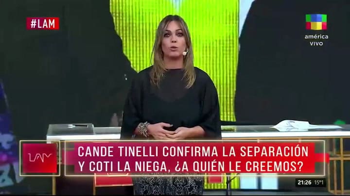 Cande Tinelli confirmó su separación con el cantante Coti en LAM (América)
