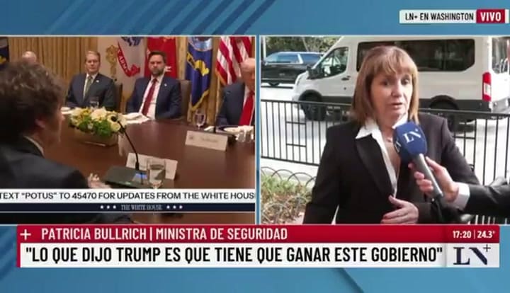 Patricia Bullrich buscó aclarar las declaraciones de Trump sobre el apoyo condicionado a Argentina