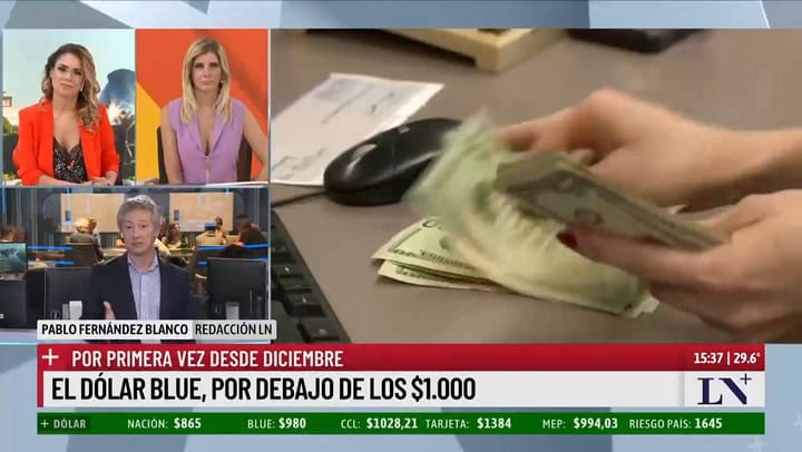 El dolar blue por debajo de los $1000