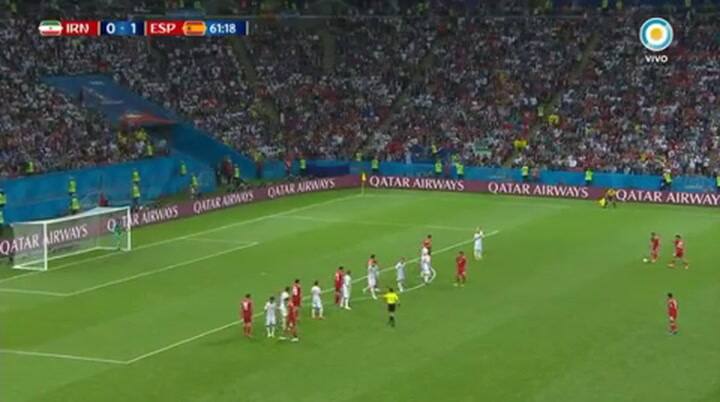 Gol de Irán anulado luego de la consulta con el VAR - Fuente: TV Pública