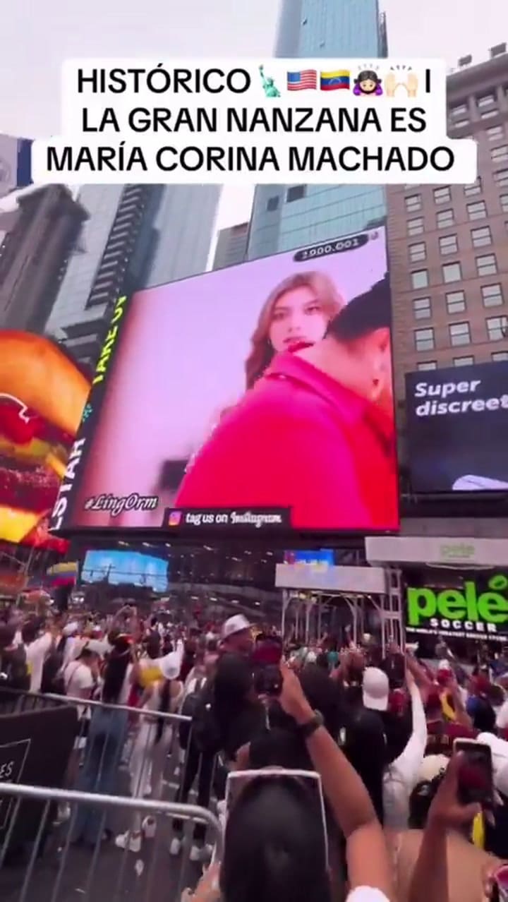 María Corina Machado apareció en las pantallas de Time Square