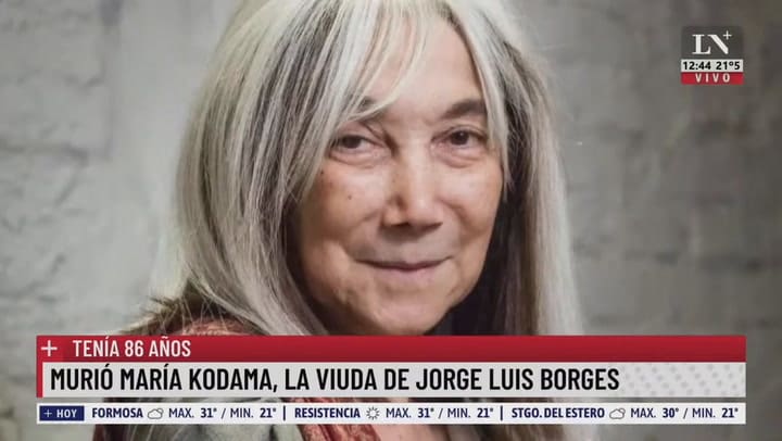 Murió María Kodama, viuda de Jorge Luis Borges