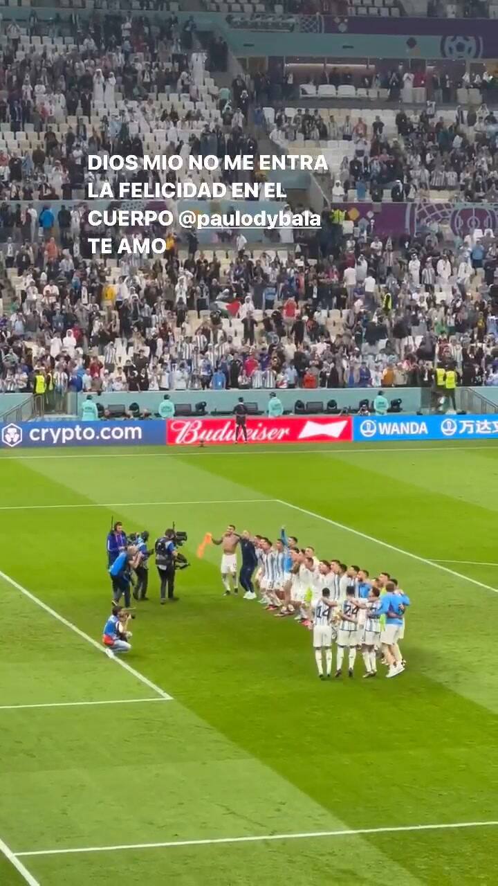 Oriana Sabatini festejó el triunfo de Argentina y de su novio Dybala