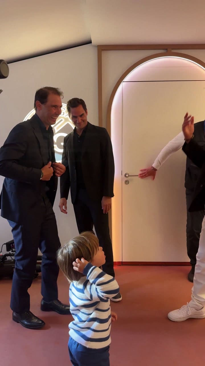 Rafael Nadal llevó a upa a su hijo y se saludó con el Big 3