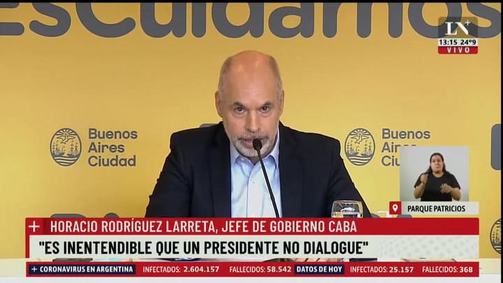Larreta: 'El Gobierno no cumplió con el Plan de Vacunación'
