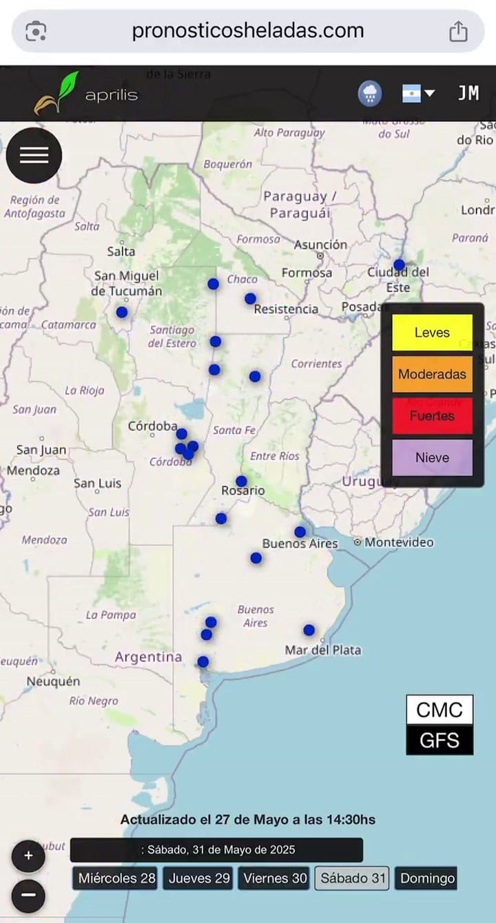 Para los próximos días se esperan heladas en el país