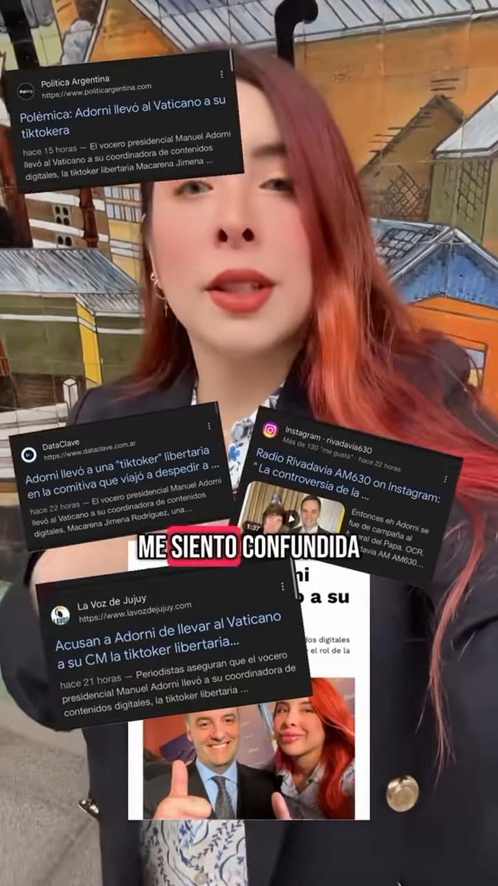 Macarena Rodríguez, asistente del cineasta Santiago Oría, se defiende después de su viaje a Roma con Milei